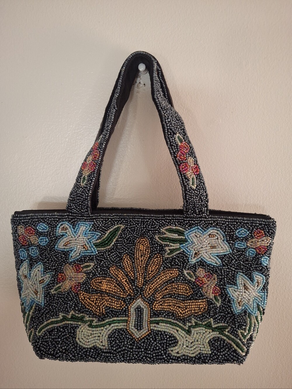 Vintage Y2k Swee Lo Beaded Evening Bag Jewel Tones Black